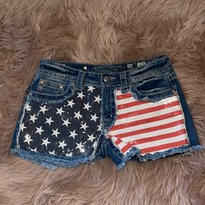 Miss Me American flag sequin shorts